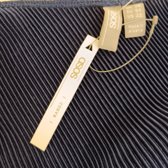 ASOS DESIGN Curve Women's Navy Blue One Shoulder Plisse Jumpsuit Size 22 - Picture 12 of 15